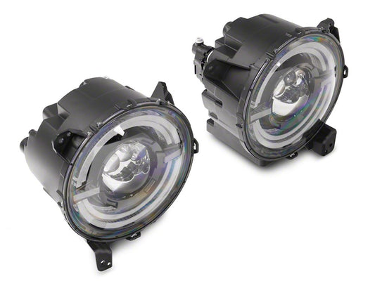 Raxiom Axial Series 9-Inch LED Angel Eye Headlights; Black Housing; Clear Lens (18-25 Jeep Wrangler JL)