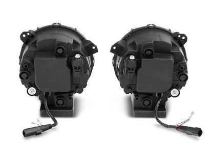 Raxiom Axial Series 9-Inch LED Angel Eye Headlights; Black Housing; Clear Lens (18-25 Jeep Wrangler JL)
