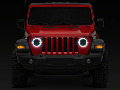 Raxiom Axial Series 9-Inch LED Angel Eye Headlights; Black Housing; Clear Lens (18-25 Jeep Wrangler JL)