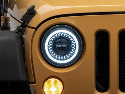 Raxiom Axial Series 7-Inch Dragon Eye LED Headlights; Black Housing; Clear Lens (07-18 Jeep Wrangler JK)