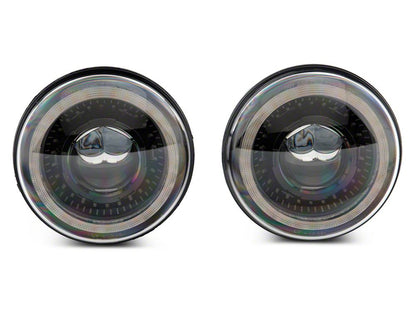 Raxiom Axial Series 7-Inch Dragon Eye LED Headlights; Black Housing; Clear Lens (07-18 Jeep Wrangler JK)