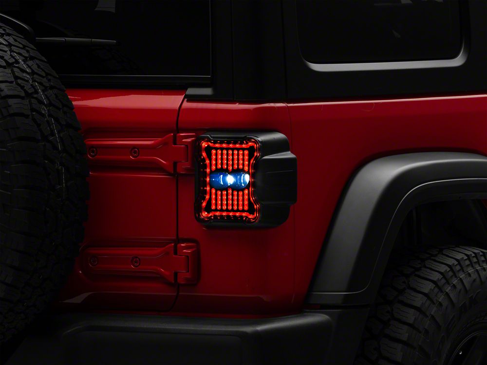 Raxiom Axial Series Linear LED Tail Lights; Black Housing; Smoked Lens (18-25 Jeep Wrangler JL w/ Factory Halogen Tail Lights & w/o Blind Spot Detection)