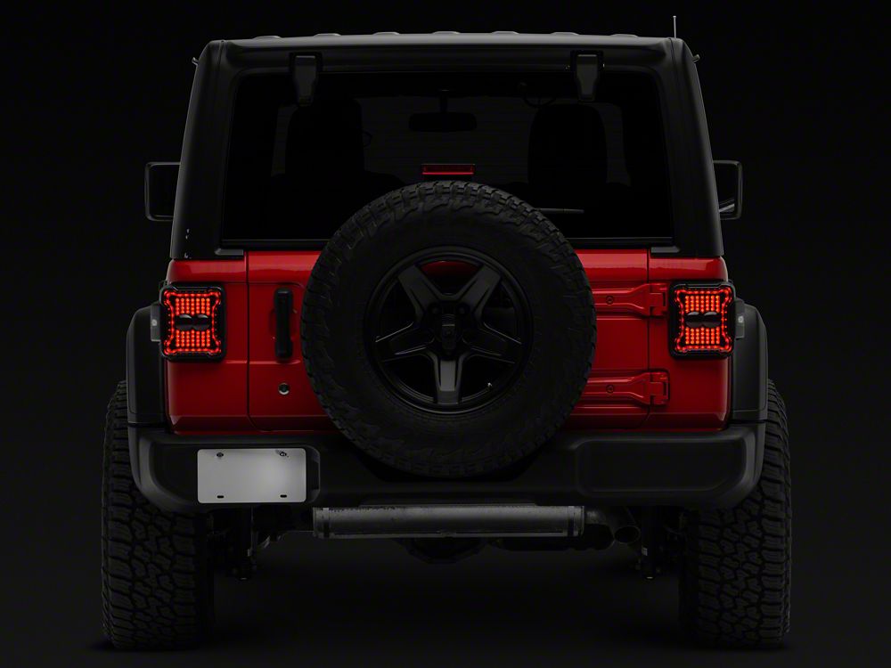 Raxiom Axial Series Linear LED Tail Lights; Black Housing; Smoked Lens (18-25 Jeep Wrangler JL w/ Factory Halogen Tail Lights & w/o Blind Spot Detection)