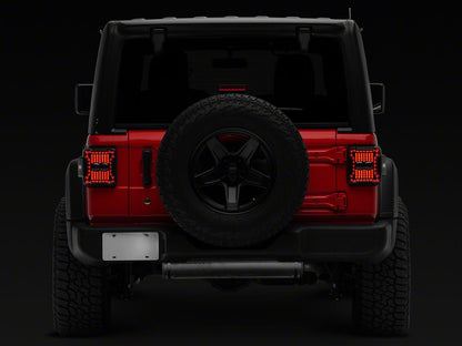 Raxiom Axial Series Linear LED Tail Lights; Black Housing; Smoked Lens (18-25 Jeep Wrangler JL w/ Factory Halogen Tail Lights & w/o Blind Spot Detection)