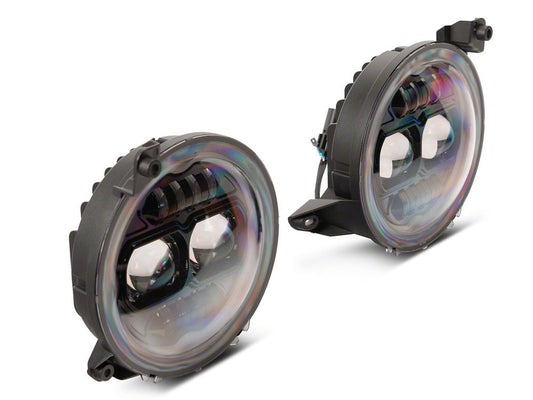 Raxiom Axial Series 9-Inch Angel Eye LED Headlights; Black Housing; Clear Lens (18-25 Jeep Wrangler JL)