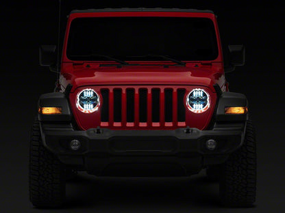 Raxiom Axial Series 9-Inch Angel Eye LED Headlights; Black Housing; Clear Lens (18-25 Jeep Wrangler JL)