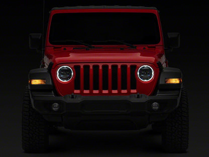 Raxiom Axial Series 9-Inch Angel Eye LED Headlights; Black Housing; Clear Lens (18-25 Jeep Wrangler JL)