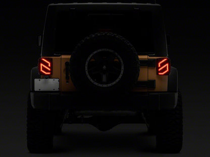 Raxiom Axial Series Trident LED Tail Lights; Black Housing; Smoked Lens (07-18 Jeep Wrangler JK)