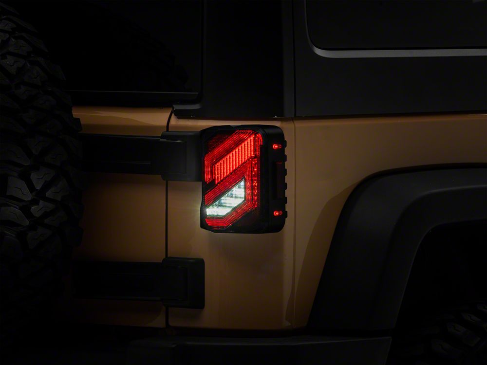 Raxiom Axial Series Trident LED Tail Lights; Black Housing; Clear Lens (07-18 Jeep Wrangler JK)
