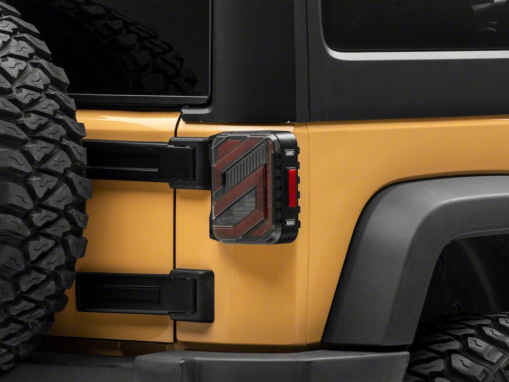 Raxiom Axial Series Trident LED Tail Lights; Black Housing; Clear Lens (07-18 Jeep Wrangler JK)