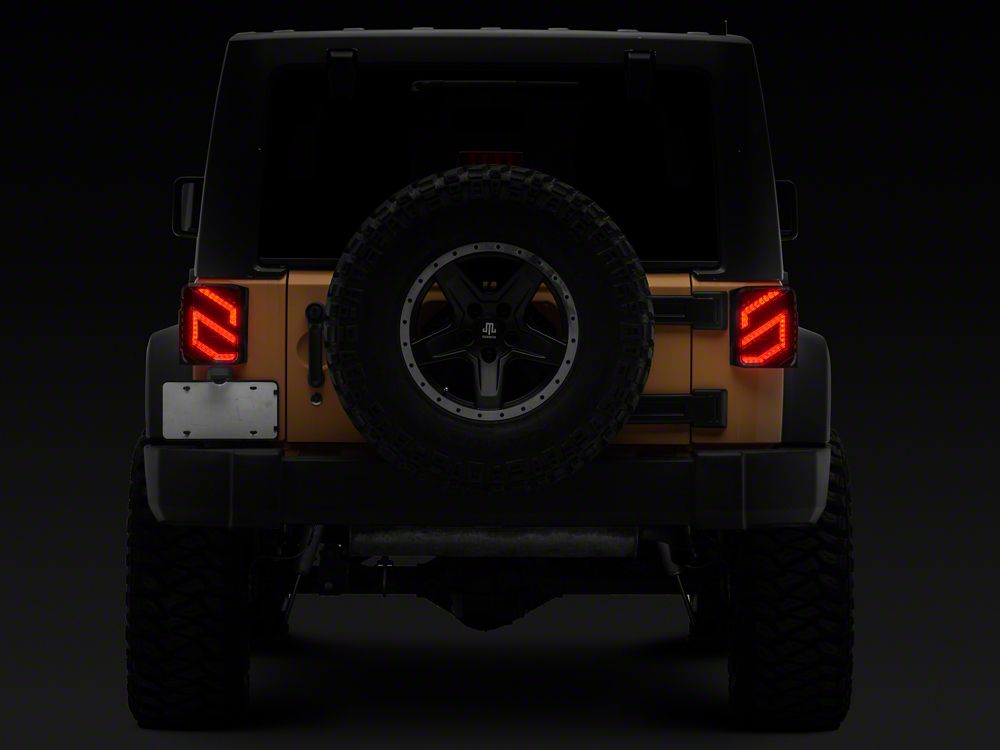 Raxiom Axial Series Trident LED Tail Lights; Black Housing; Clear Lens (07-18 Jeep Wrangler JK)