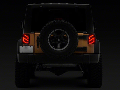Raxiom Axial Series Trident LED Tail Lights; Black Housing; Clear Lens (07-18 Jeep Wrangler JK)
