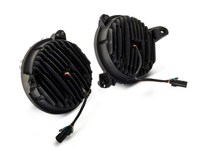 Raxiom Axial Series 9-Inch Angel Eye LED Headlights and LED Fog Lights; Black Housing; Clear Lens (18-25 Jeep Wrangler JL)