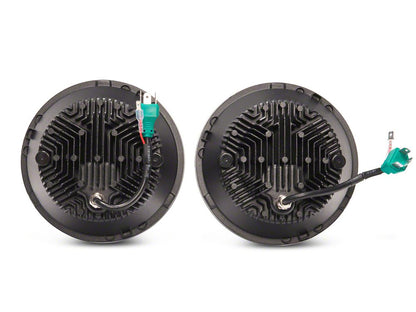 Raxiom Axial Series 7-Inch LED Headlights with DRL; Black Housing; Clear Lens (07-18 Jeep Wrangler JK)