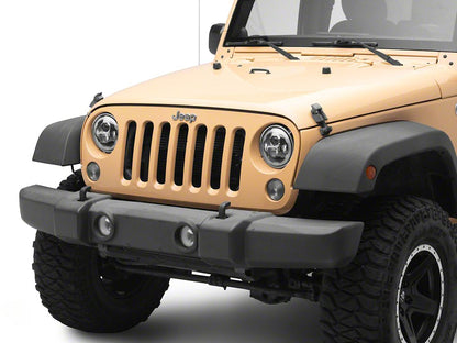 Raxiom Axial Series 7-Inch LED Headlights with DRL; Black Housing; Clear Lens (07-18 Jeep Wrangler JK)