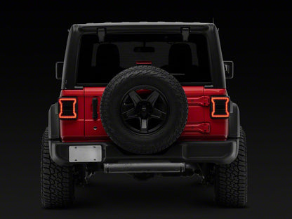 Raxiom LED Tail Lights; Red Housing; Smoked Lens (18-25 Jeep Wrangler JL w/ Factory Halogen Tail Lights & w/o Blind Spot Detection)