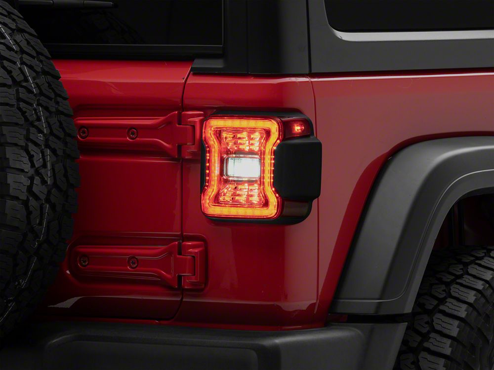 Raxiom LED Tail Lights; Clear Housing; Clear Lens (18-25 Jeep Wrangler JL w/ Factory Halogen Tail Lights & w/o Blind Spot Detection)
