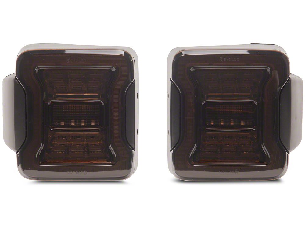 Raxiom Axial Series JL Style LED Tail Lights; Black Housing; Smoked Lens (07-18 Jeep Wrangler JK)