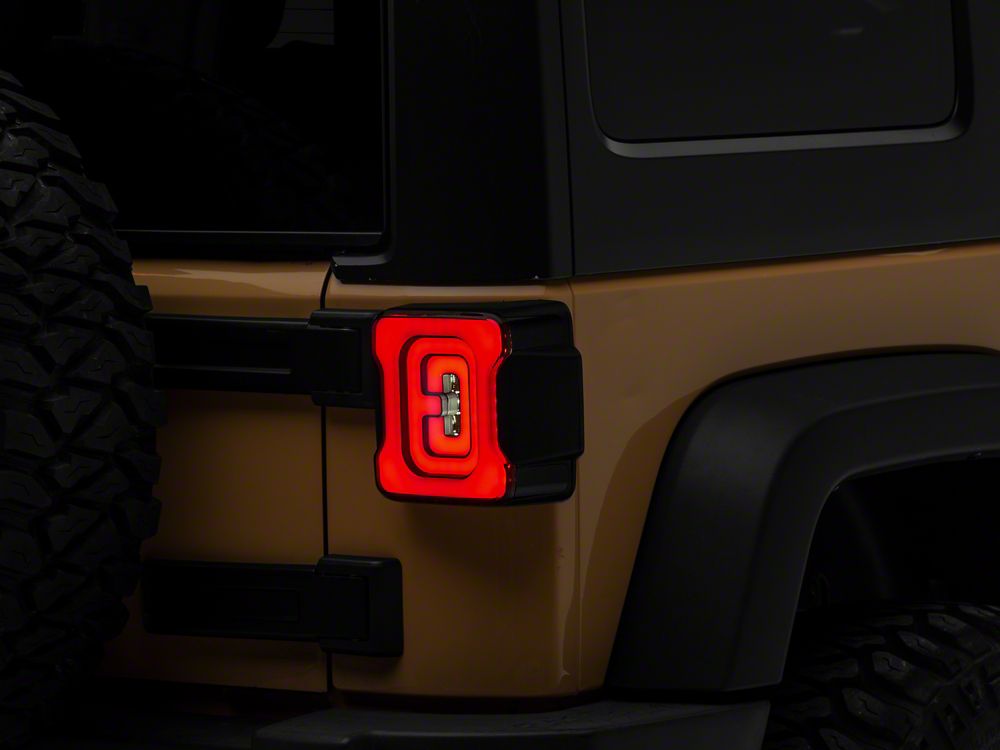 Raxiom Axial Series LED Tail Lights; Black Housing; Smoked Lens (07-18 Jeep Wrangler JK)