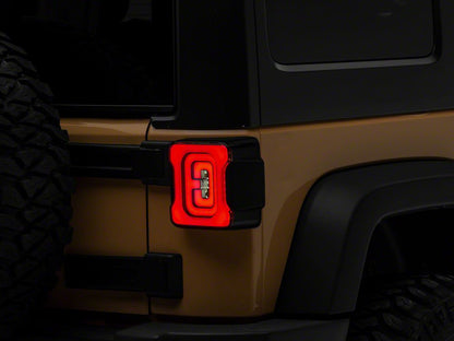 Raxiom Axial Series LED Tail Lights; Black Housing; Smoked Lens (07-18 Jeep Wrangler JK)