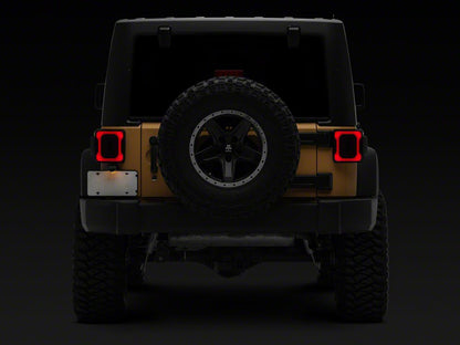 Raxiom Axial Series LED Tail Lights; Black Housing; Smoked Lens (07-18 Jeep Wrangler JK)