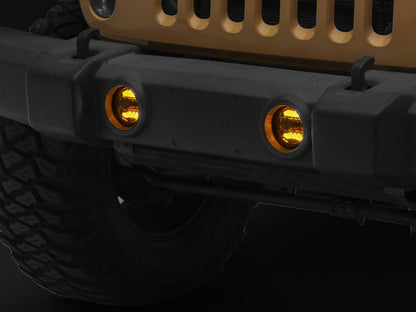 Raxiom Axial Series LED Angel Eye Fog Lights; Amber and White (07-18 Jeep Wrangler JK)