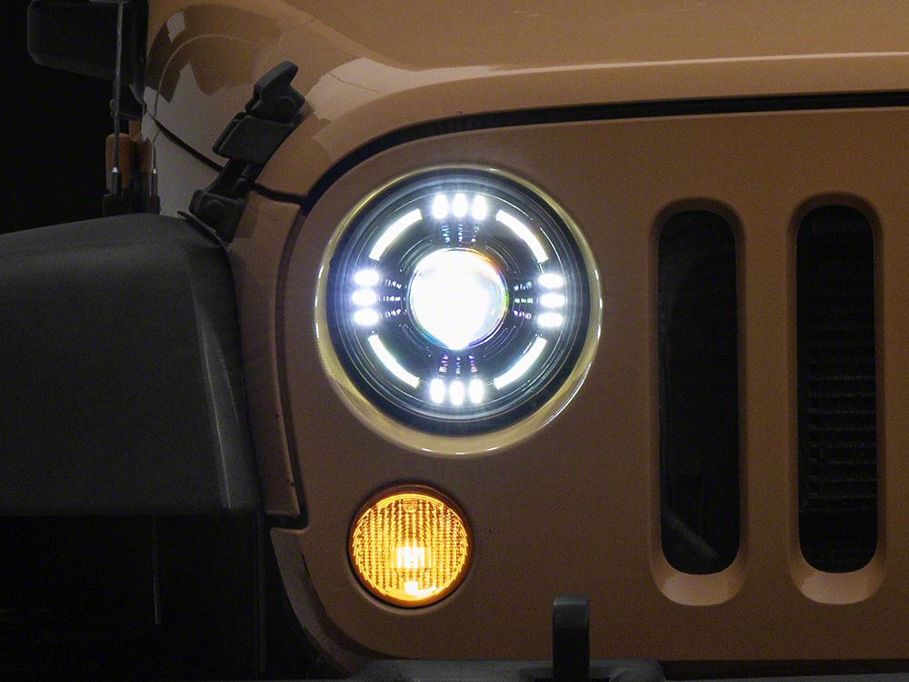 Raxiom Axial Series Quatro LED Headlights; Black Housing; Clear Lens (07-18 Jeep Wrangler JK)