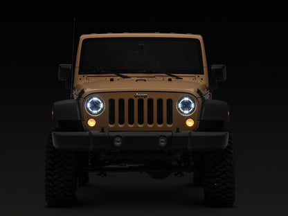 Raxiom Axial Series Quatro LED Headlights; Black Housing; Clear Lens (07-18 Jeep Wrangler JK)