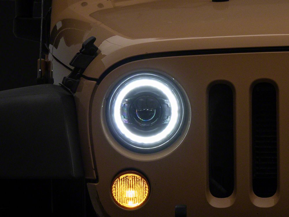 Raxiom 7-Inch V2 Dragon Eye LED Headlights; Black Housing; Clear Lens (07-18 Jeep Wrangler JK)
