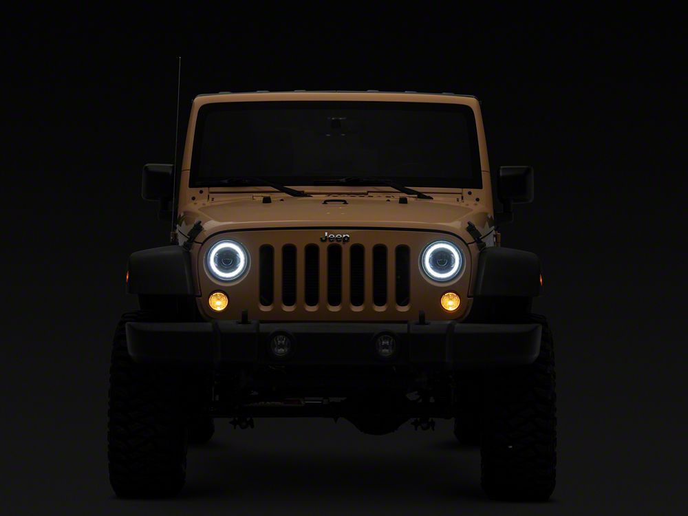 Raxiom 7-Inch V2 Dragon Eye LED Headlights; Black Housing; Clear Lens (07-18 Jeep Wrangler JK)