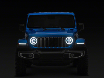 Raxiom 9-Inch Vader LED Headlights; Black Housing; Clear Lens (18-25 Jeep Wrangler JL)