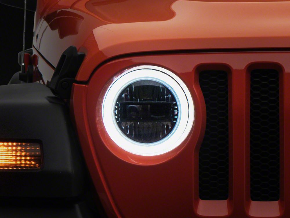 Raxiom 9-Inch LED Headlights with DRL and Turn Signals; Black Housing; Clear Lens (18-25 Jeep Wrangler JL)