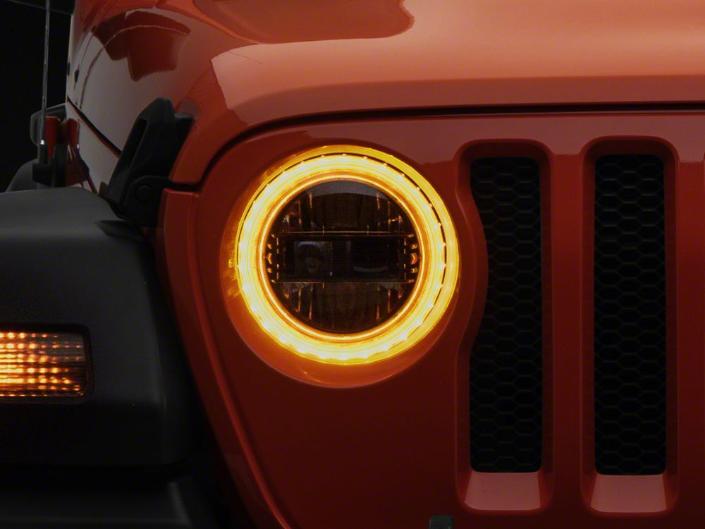 Raxiom 9-Inch LED Headlights with DRL and Turn Signals; Black Housing; Clear Lens (18-25 Jeep Wrangler JL)