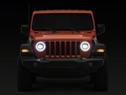 Raxiom 9-Inch LED Headlights with DRL and Turn Signals; Black Housing; Clear Lens (18-25 Jeep Wrangler JL)