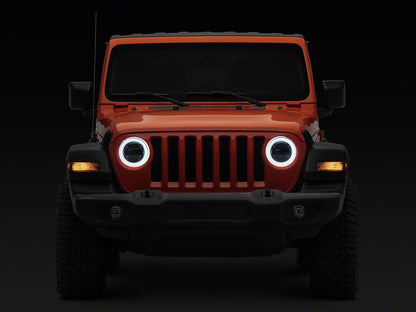 Raxiom 9-Inch LED Headlights with DRL and Turn Signals; Black Housing; Clear Lens (18-25 Jeep Wrangler JL)