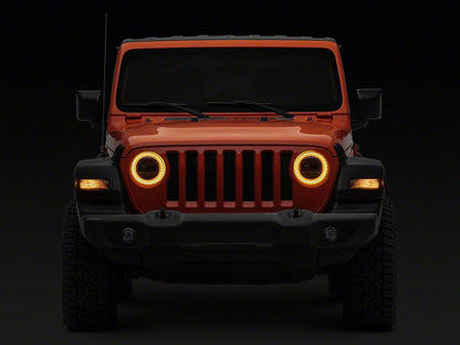 Raxiom 9-Inch LED Headlights with DRL and Turn Signals; Black Housing; Clear Lens (18-25 Jeep Wrangler JL)