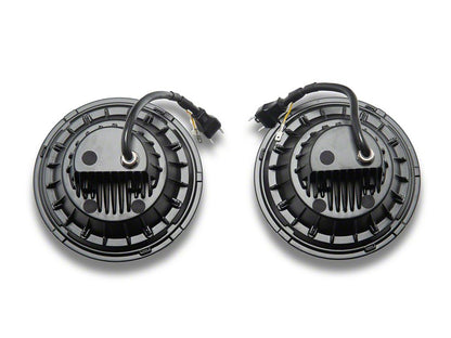 Raxiom High Output LED Headlights with Angel Eye DRL; Black Housing; Clear Lens (07-18 Jeep Wrangler JK)