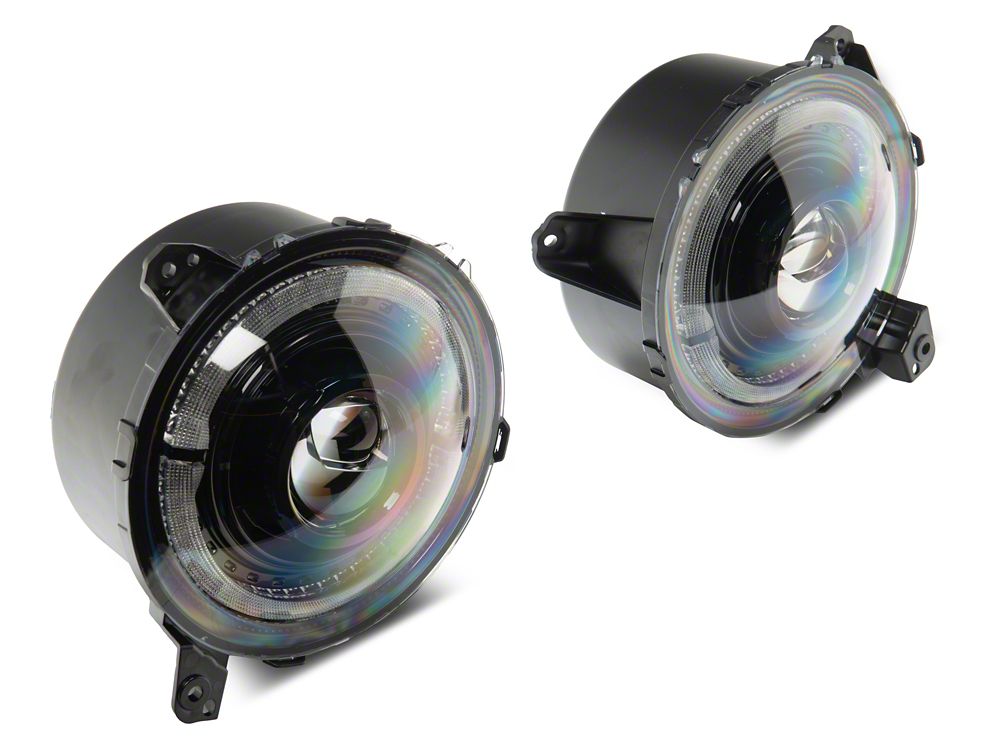 Raxiom High Output LED Headlights with Angel Eye DRL; Black Housing; Clear Lens (18-25 Jeep Wrangler JL)