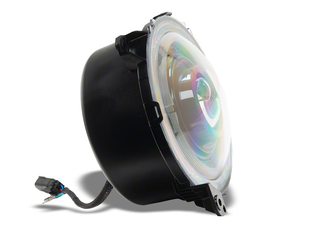 Raxiom High Output LED Headlights with Angel Eye DRL; Black Housing; Clear Lens (18-25 Jeep Wrangler JL)
