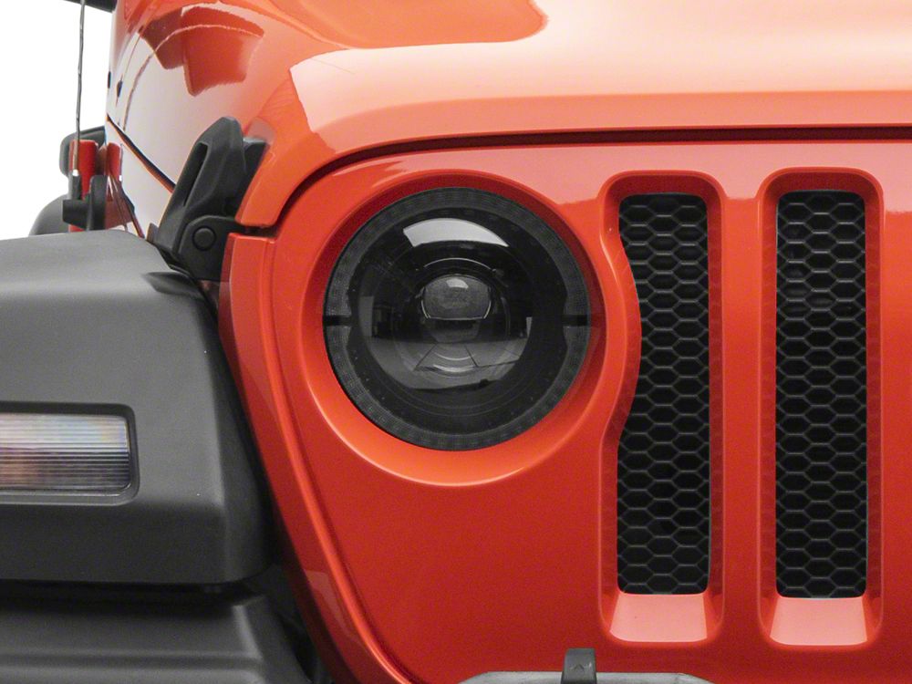 Raxiom High Output LED Headlights with Angel Eye DRL; Black Housing; Clear Lens (18-25 Jeep Wrangler JL)