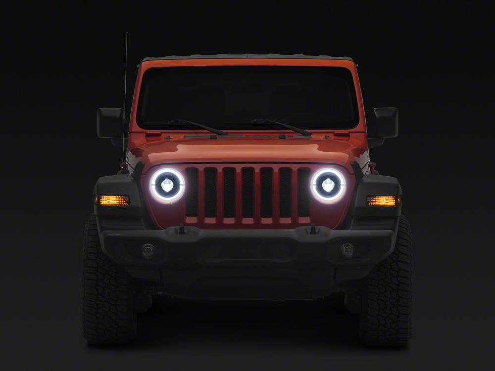 Raxiom High Output LED Headlights with Angel Eye DRL; Black Housing; Clear Lens (18-25 Jeep Wrangler JL)