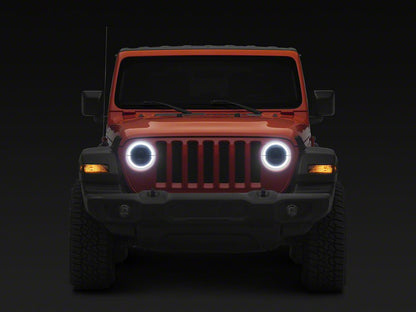 Raxiom High Output LED Headlights with Angel Eye DRL; Black Housing; Clear Lens (18-25 Jeep Wrangler JL)