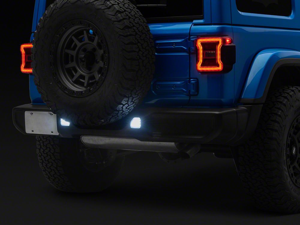 Raxiom Clear LED Rear Bumper Reflector Lights; White LED (18-26 Jeep Wrangler JL)