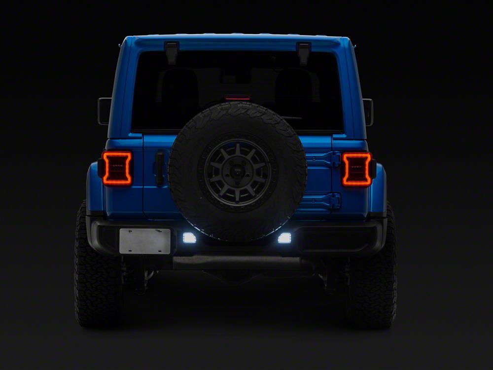 Raxiom Clear LED Rear Bumper Reflector Lights; White LED (18-26 Jeep Wrangler JL)
