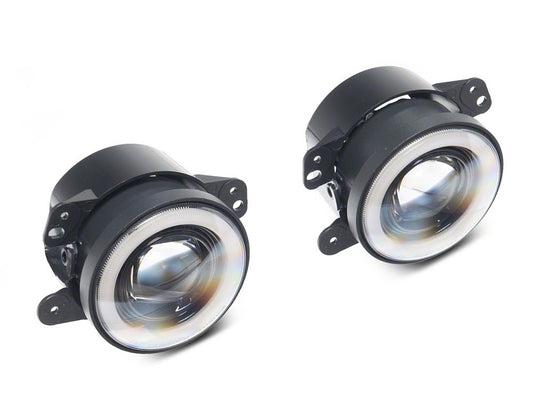 Raxiom V2 LED Switchback Fog Lights with Amber Turn Signal and Halo Rings (07-18 Jeep Wrangler JK)