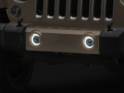 Raxiom V2 LED Switchback Fog Lights with Amber Turn Signal and Halo Rings (07-18 Jeep Wrangler JK)