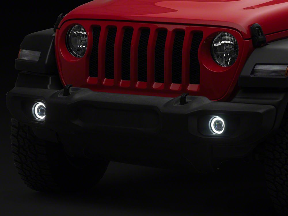 Raxiom V2 LED Switchback Fog Lights with Amber Turn Signal and Halo Rings (20-25 Jeep Gladiator JT)