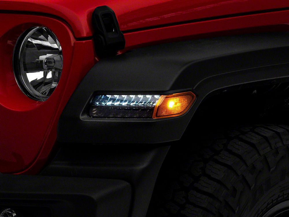 Raxiom Axial Series LED Fender Flare Marker Lights and Sequential LED Parking/Turn Signal Lights; Smoked (18-26 Jeep Wrangler JL Sport w/ Factory Halogen Lights)