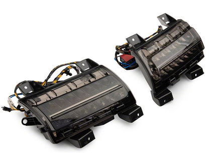 Raxiom Axial Series LED Fender Flare Marker Lights and Sequential LED Parking/Turn Signal Lights; Smoked (18-26 Jeep Wrangler JL Sport w/ Factory Halogen Lights)