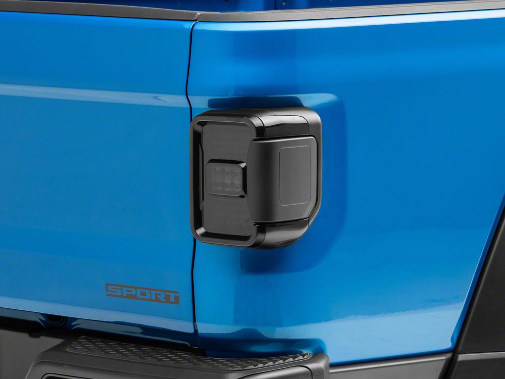 Raxiom Axial Series LED Tail Lights; Black Housing; Smoked Lens (20-25 Jeep Gladiator JT w/ Factory Halogen Tail Lights & w/o Blind Spot Detection))